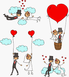 Imágenes de Pareja de Novios con Globos en Caricatura