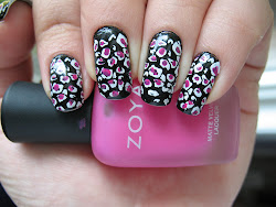 nail leopard pink designs nails rhinestones manicure dotting