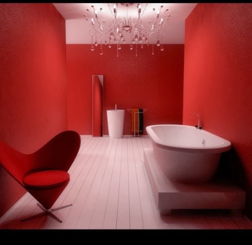 15 fotos de baños en rojo y blanco - Colores en Casa