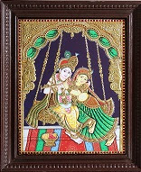 Radhakrishna on Swing Tanjore Paintings