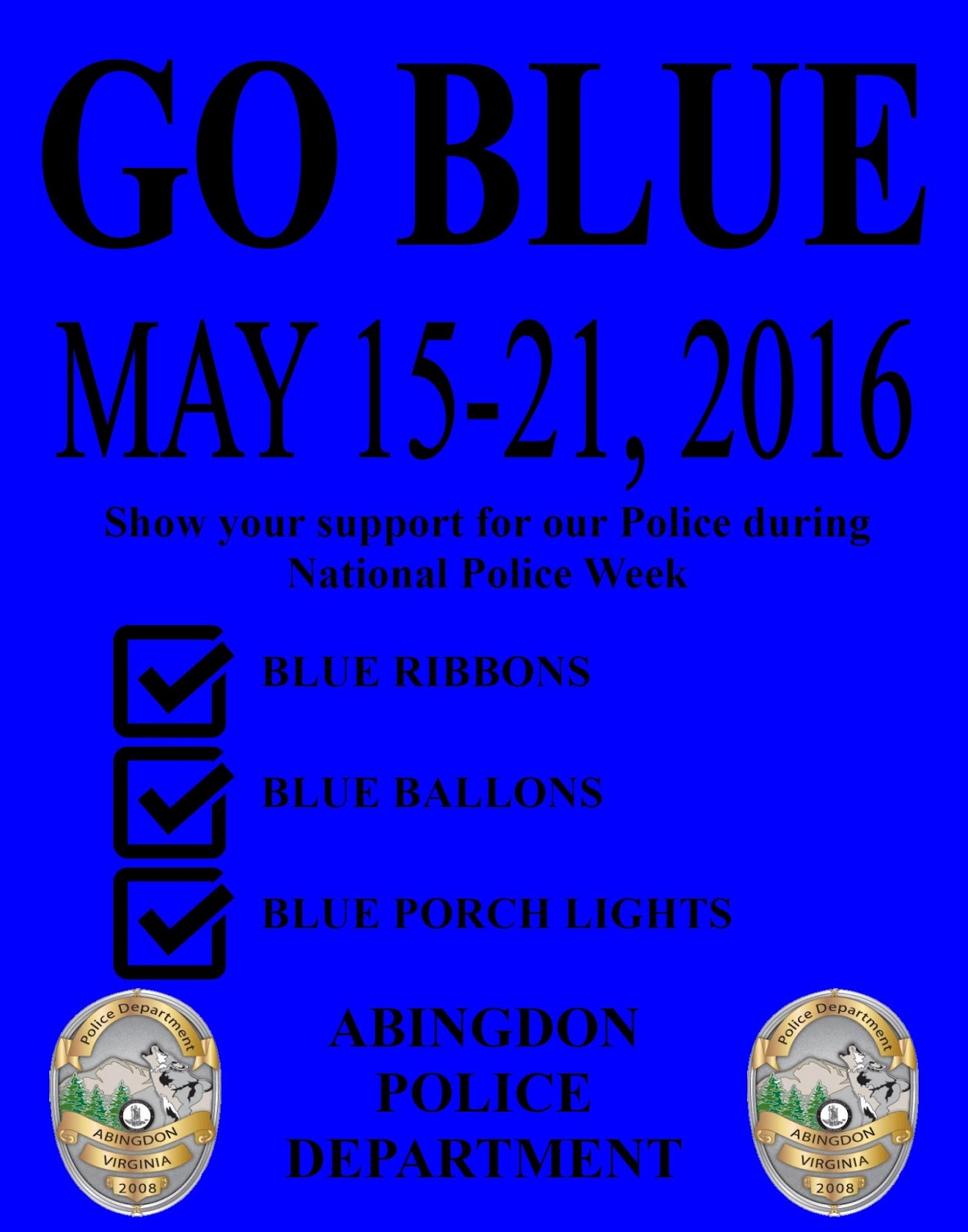 Abingdon Police Department Community Members Encouraged to ‘Go Blue