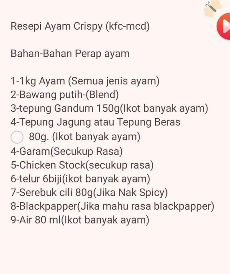 Resepi Ayam Goreng Crispy Ala KFC McD