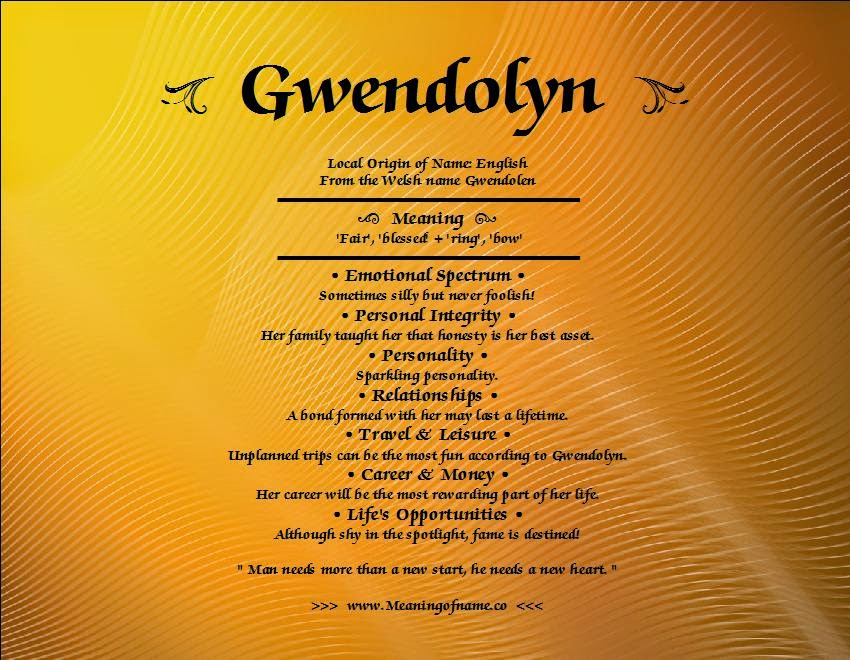 Gwendolyn Meaning of Name