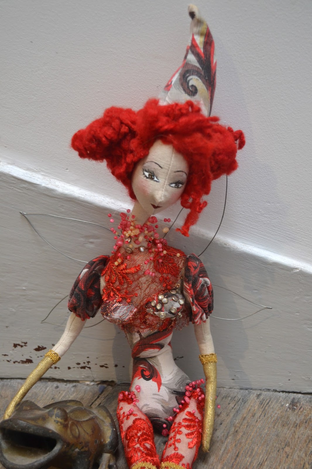 Factory Cathy Poupée tissus La fée rouge