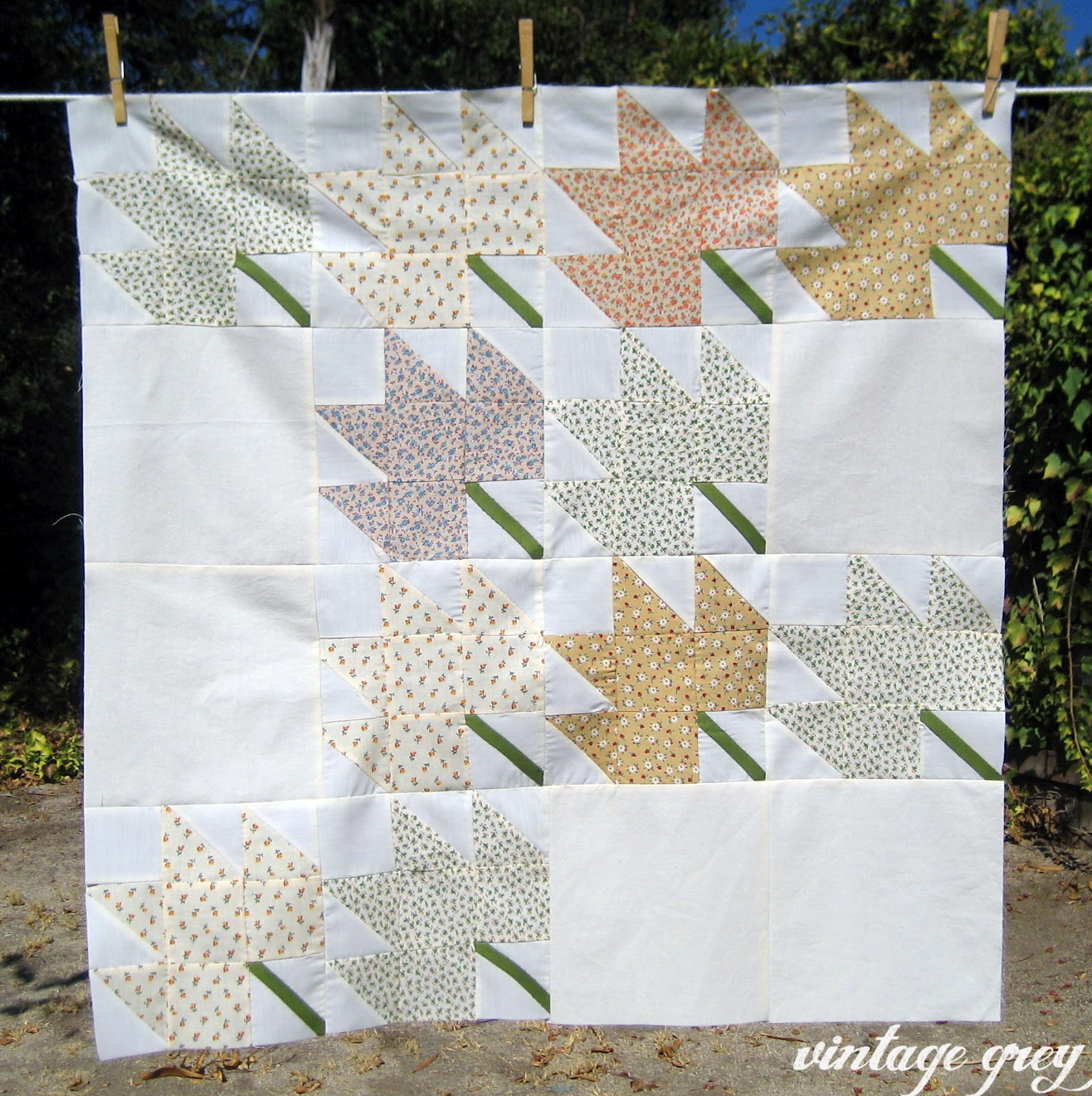 vintage grey vintage maple leaf quilt