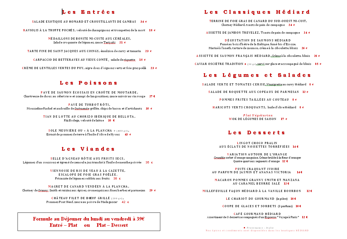 NOTRE BLOG DE FRANÇAIS MENUS RESTAURANT