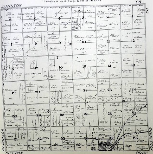 Sutton Nebraska Museum 1908 Plat Map of School Creek Township, Clay County