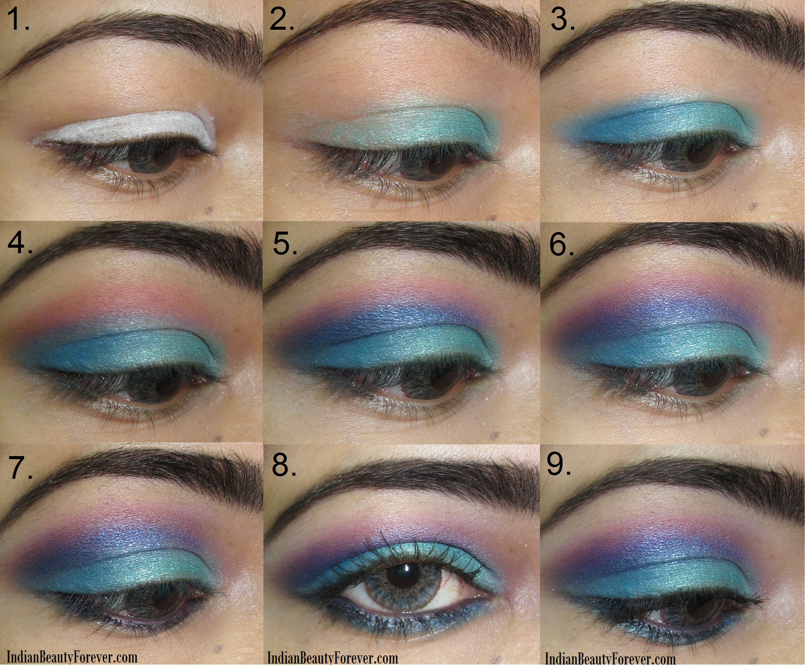 Bright Blue Eye makeup Step by step tutorial