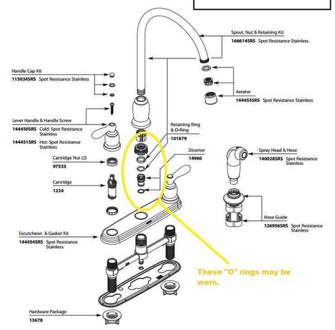 kitchen faucet cartridge rebuild kit diagram