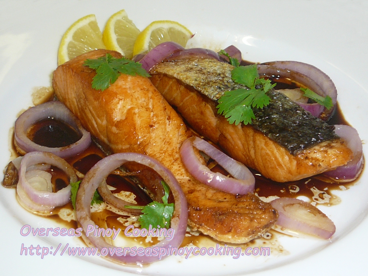 Fried Salmon Pinoy Bistek Style