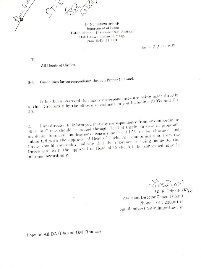 Guidelines for correspondence through proper channel