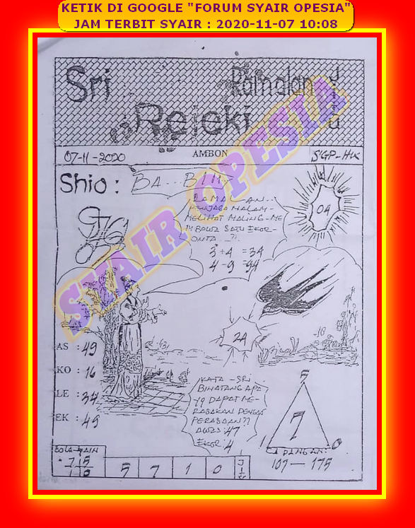 50 Syair opesia hk 7 november 2020
