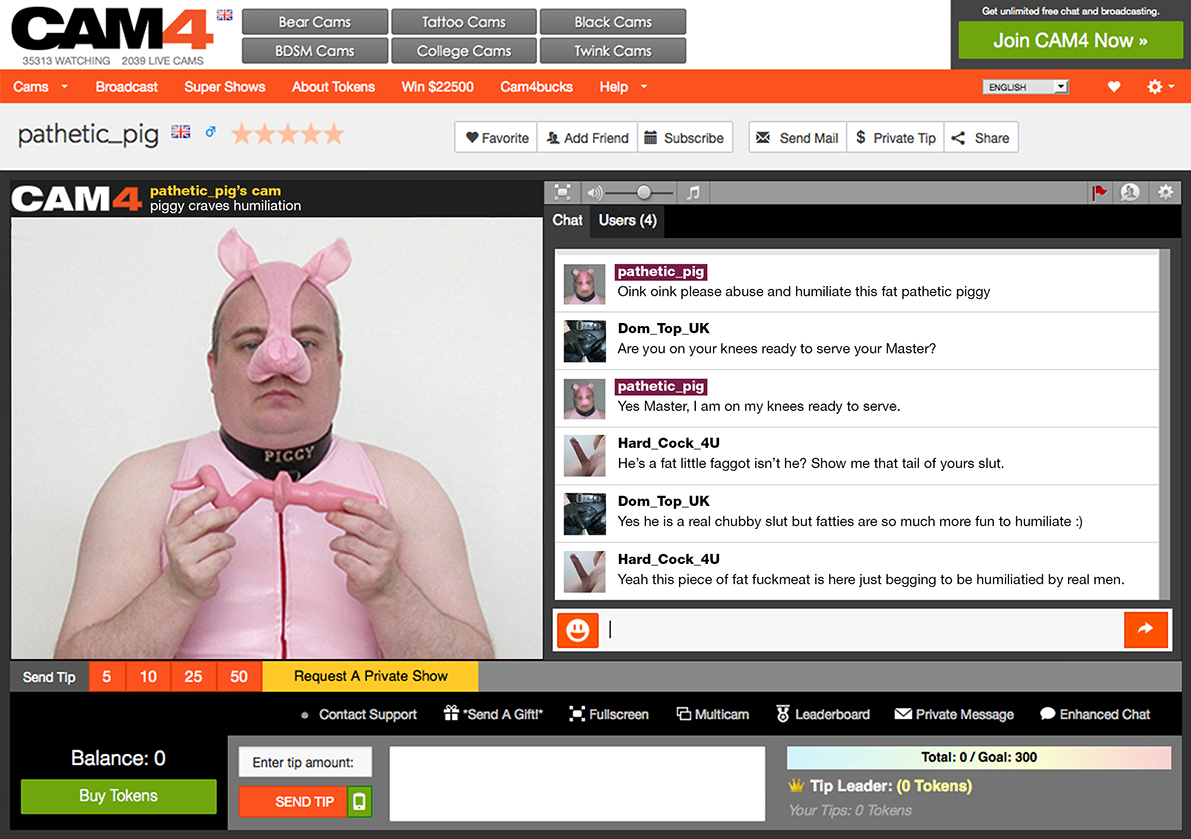 Piggy Loves Humiliation: Cam4 Pathetic Pig
