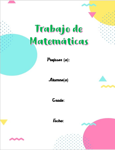 Caratulas para trabajos: Portada para trabajos de matemáticas