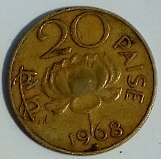 20 Paise 1968 Lotus Mark Coin Price and Details 