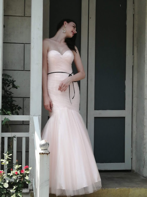 sweetheart strapless light pink mermaid prom gown