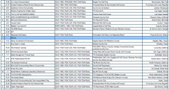 The #1 Writer in Golf: PGA Tour Announces 2020-2021 Super Season Schedule Featuring 50 Tournaments The #1 Writer in Golf: PGA Tour Announces 2020-2021 Super Season Schedule Featuring 50 Tournaments