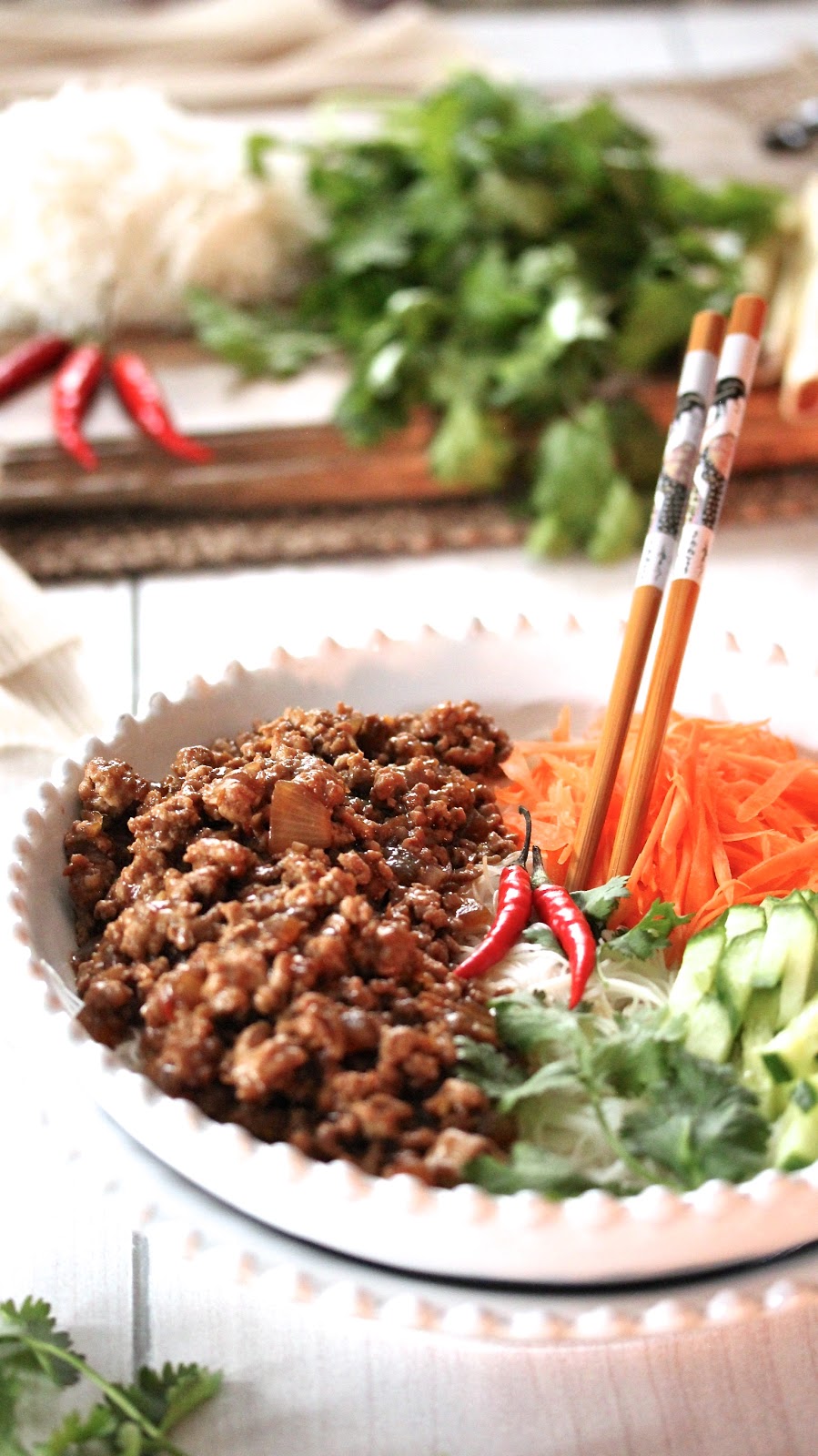 VIETNAMESE GROUND PORK RICE NOODLE BOWL In Good Flavor Great