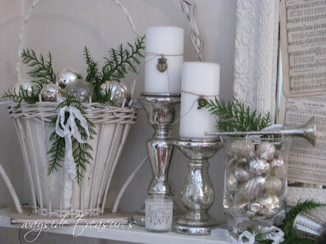 Wayside Treasures: Decorating in silver and white {and sprigs of green}