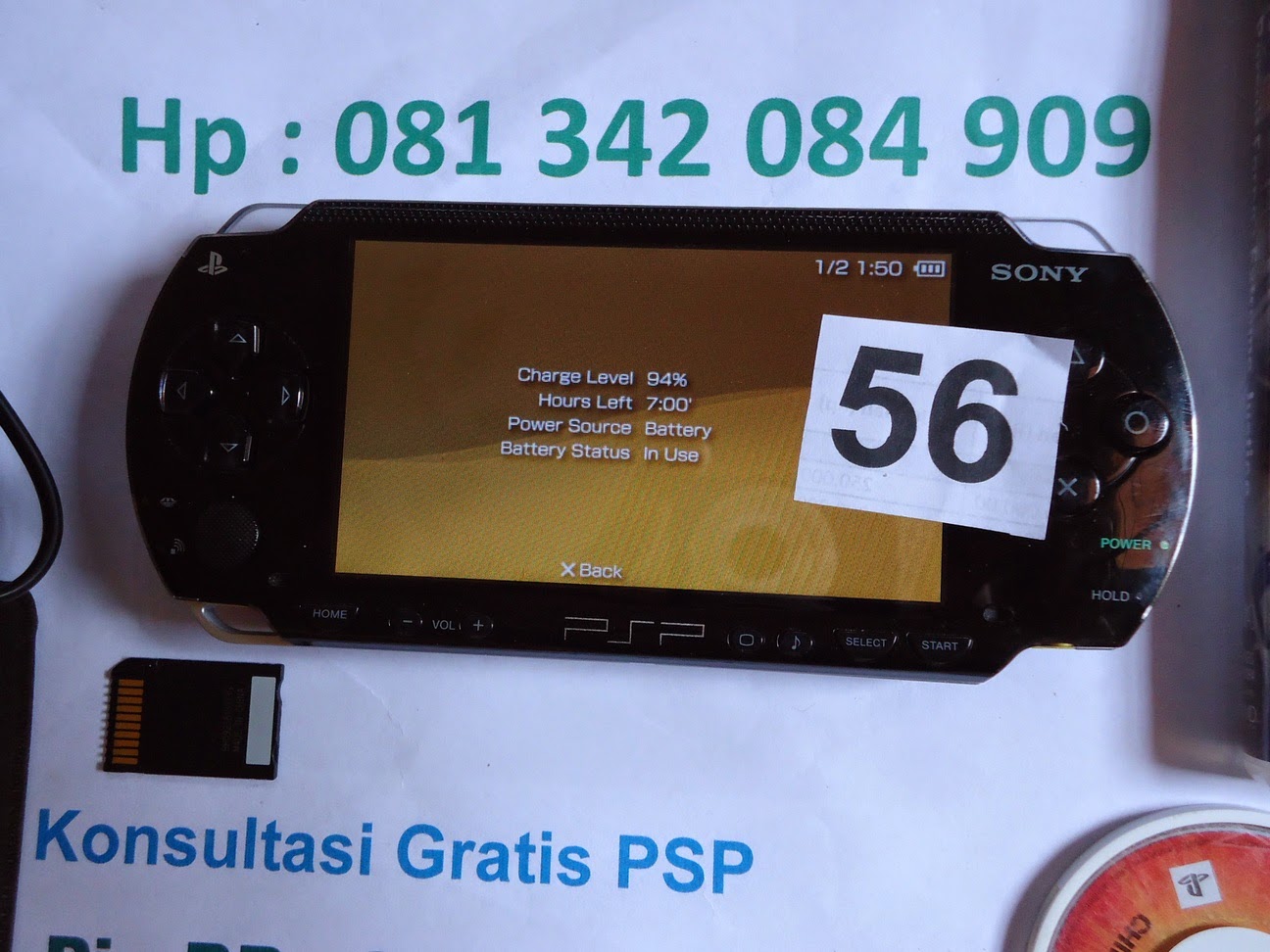 56 PSP 1000 Black Pursuit Force 8 Gb + 3 UMD Sony Obral PSP Second