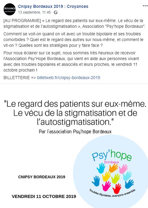 CNIPSY 2019 - 11 octobre 2019 - l'association Psy'hope Bordeaux est ...