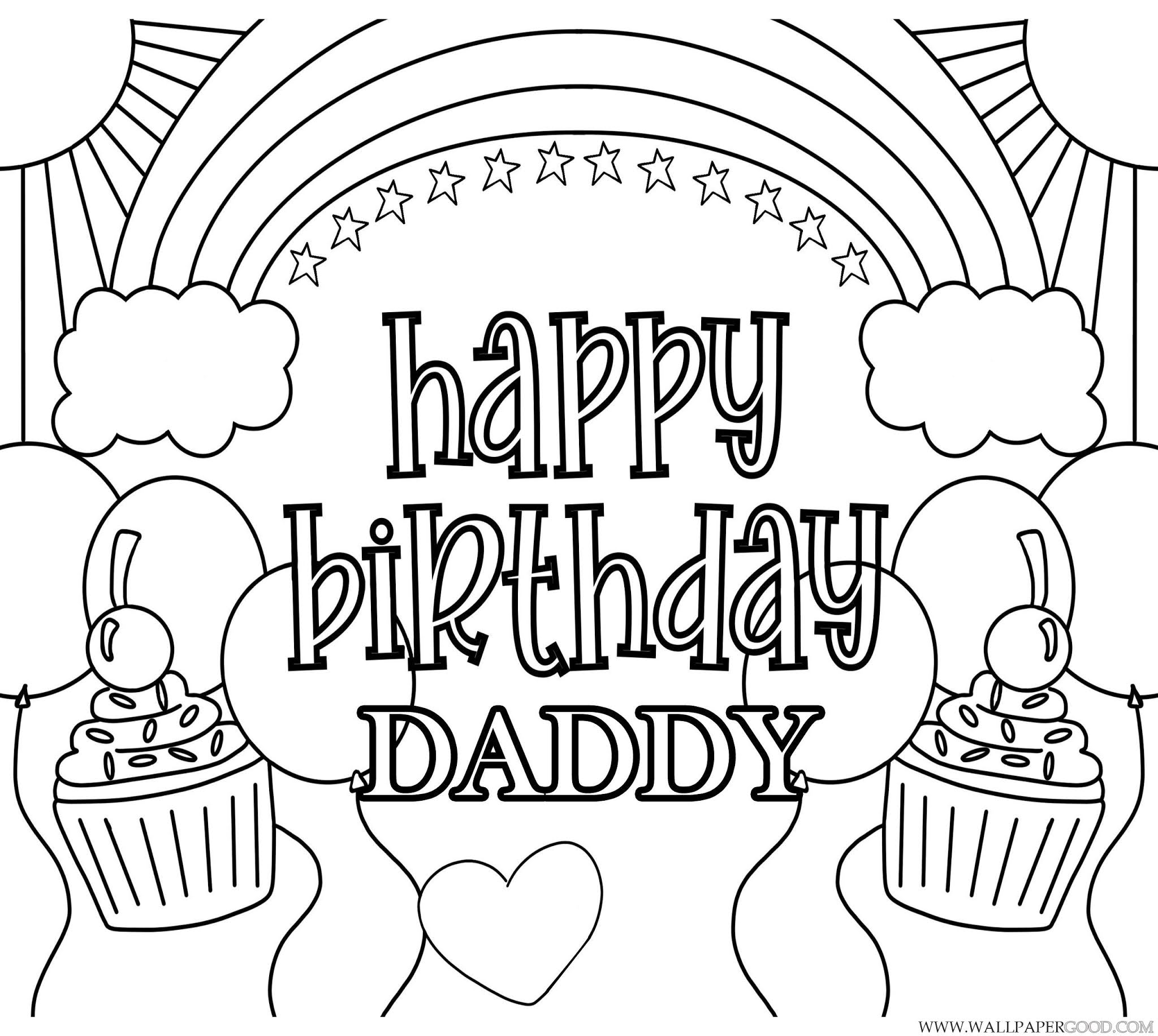Free Printable Birthday Cards For Dad To Color