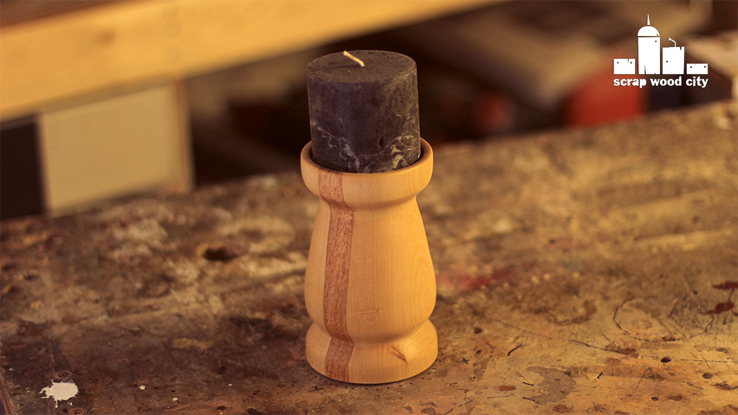 scrap wood city How to make a turned candle holder out of two