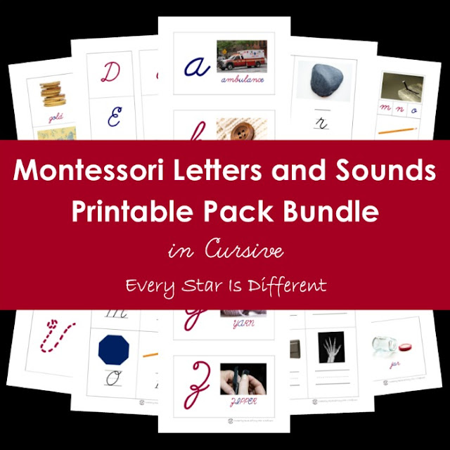 Montessori Letters and Sounds Printable Pack Bundle in Cursive