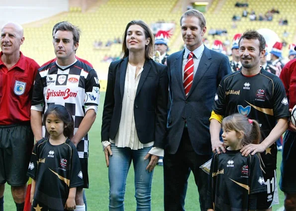 Charlotte Casiraghi and Andrea Casiraghi attended a charity soccer match at the Louis ll stadium in Monaco