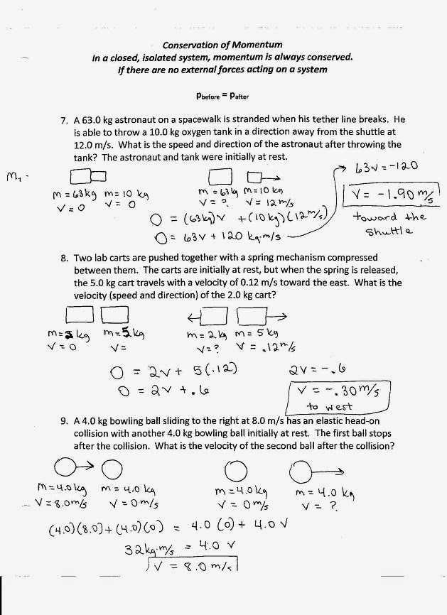 PHYSICS WITH COACH T: Momentum Review Worksheet KEY