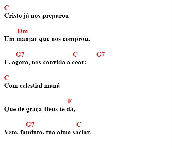 Cifra simplificada Vem Cear Harpa Cristã tom C BUSK BÍBLIA