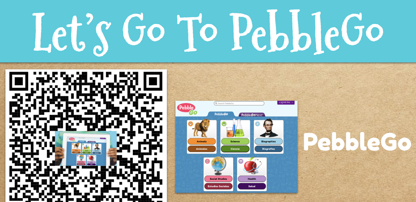 The Library Voice PebbleGo Login Poster For Our Youngest Learners