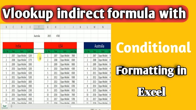 V-lookup Indirect Formula with Conditional Formatting | V-lookup Indirect Formula | Conditional Formatting in excel
