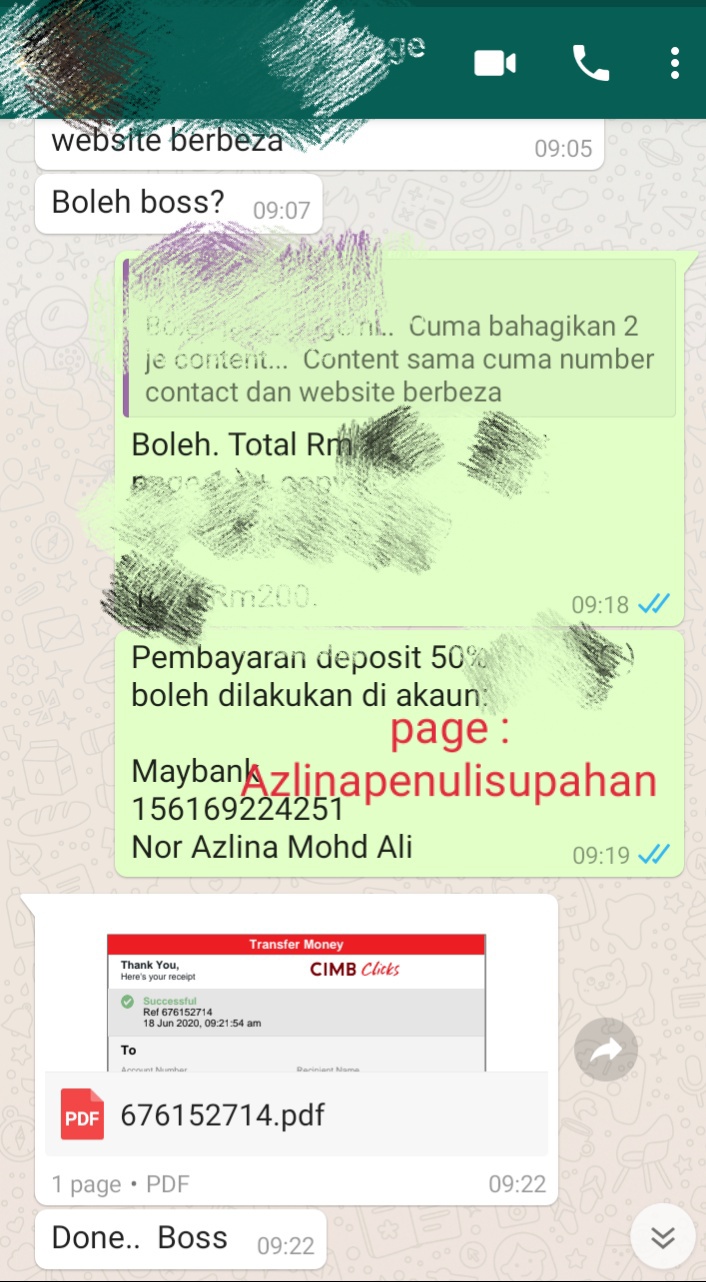 Bila kita tahu berapa caj servis menulis, terus boleh close sale Caj servis menulis