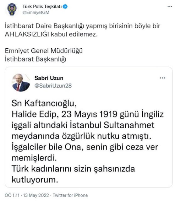 Emniyetten Eski İstihbaratçıya AHLAKSIZ ibaresi