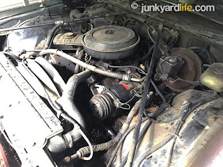 Under hood look at the complete 2-barrell equipped 350 engine on the 1976 Malibu Classic.