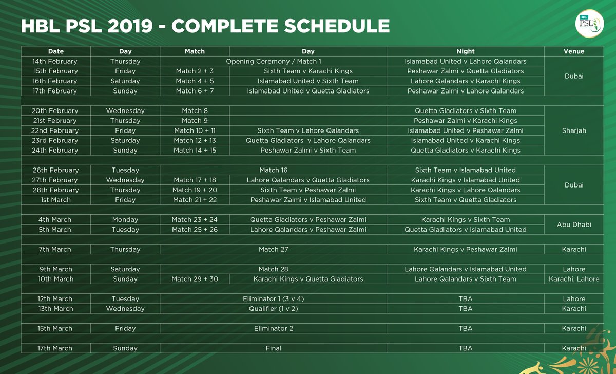 Schedule Of PSL 2019 Was Announced by PCB - Insight Trending