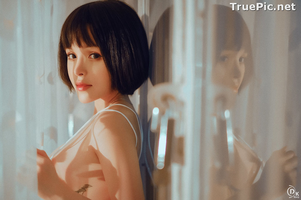 Image Vietnamese Model – Cute Short-haired Girl in White Sexy Sleepwear - TruePic.net - Picture-4