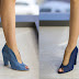 Botine elegante de zi decupate albastre, bleumarin ieftine primavara 2017