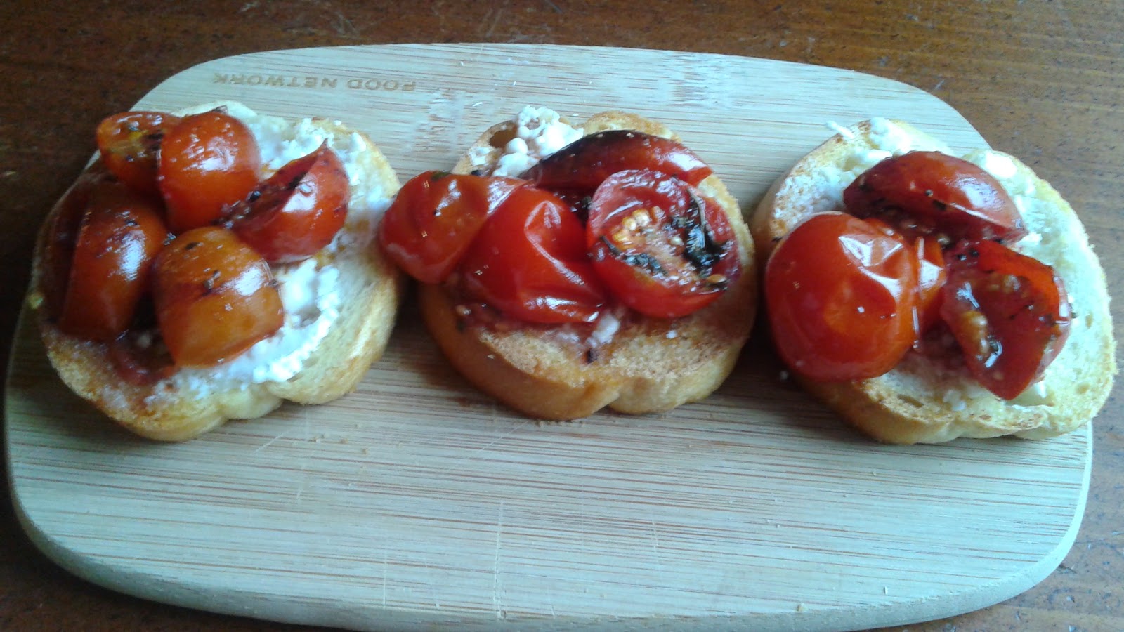 Red Wine Cherry Tomato & Goat Cheese Crostini