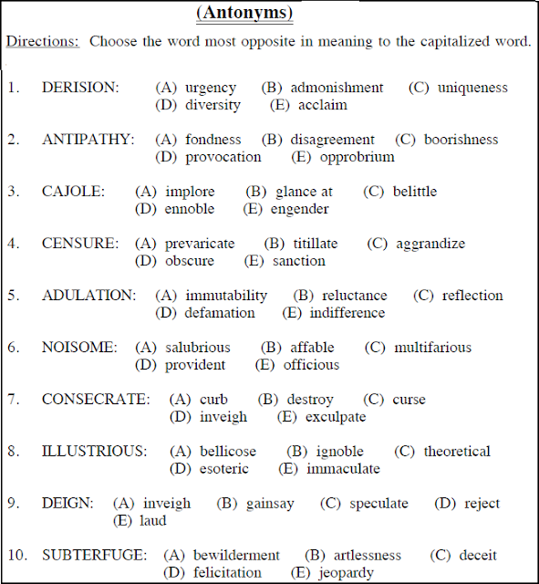 GAT PREPARATION ACADEMY Antonym Question Set 3 (10 Questions)