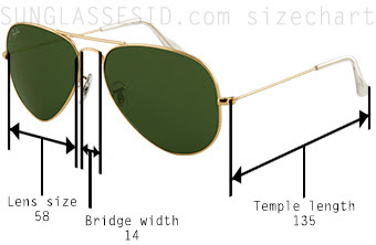 ray ban aviator sunglasses sizes