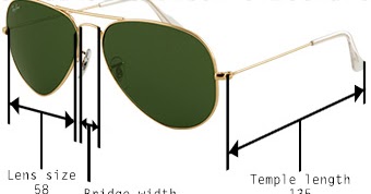 ray ban temple size