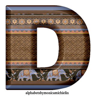 M. Michielin Alphabets: ARIAL FONT ELEPHANT BROWN AND BLUE PATTERN ...