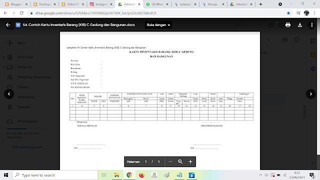 Contoh Format Kartu Inventaris Barang (KIB) C Gedung dan Bangunan