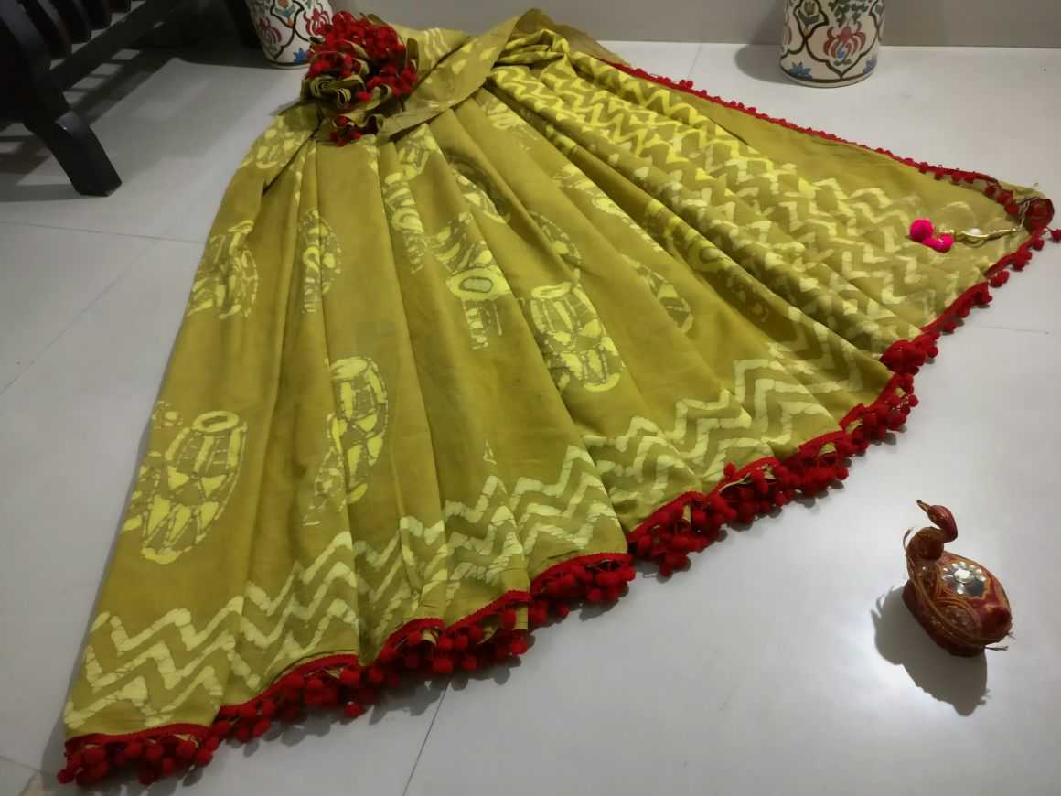 Handmade Vintage Pompom Lace Soft Mulmul Cotton Saree Gift For Women /& Blouse
