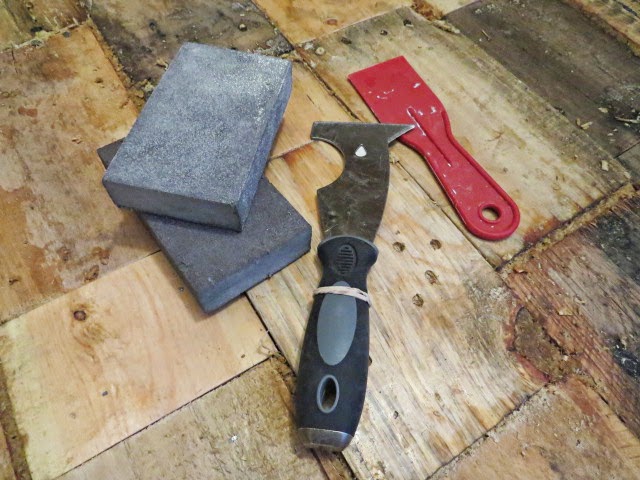 tools to clean up pallet wood floor sawdust grout