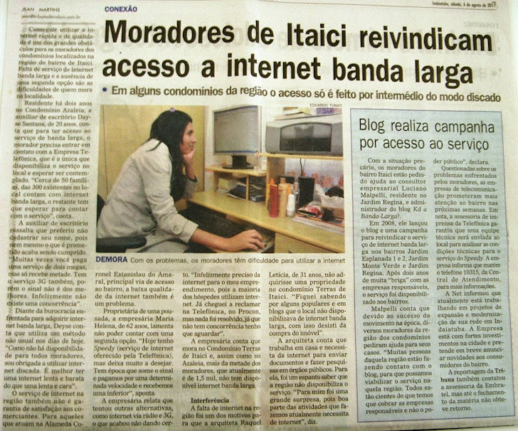 Reportagem Jornal Tribuna de Indaiá - Banda-larga