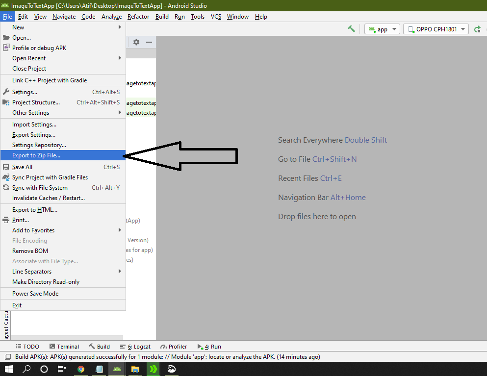 export android studio project