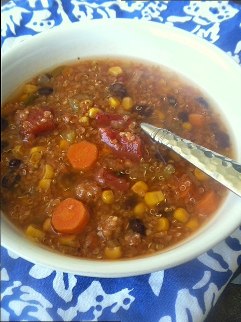 11 Healthy Soups:Slow Cooker Mexican Vegetable and Quinoa Soup - Slice of Southern